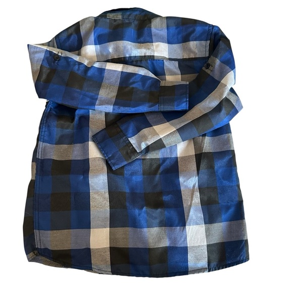 Plaid Kids Button-Down Shirt in Blue and Black - Picture 2 of 4